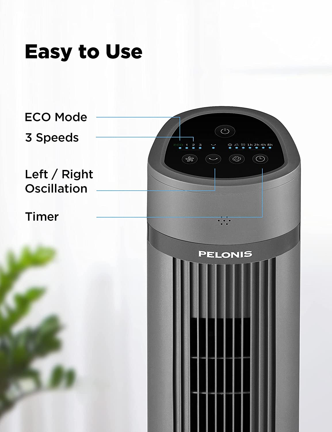 40''Oscillating Tower Fan | Remote Control | Quiet Stand up | 3 Speed Settings | 3 Modes |15-Hour Timer | LED Display | for Bedroom Home Office Use| Black